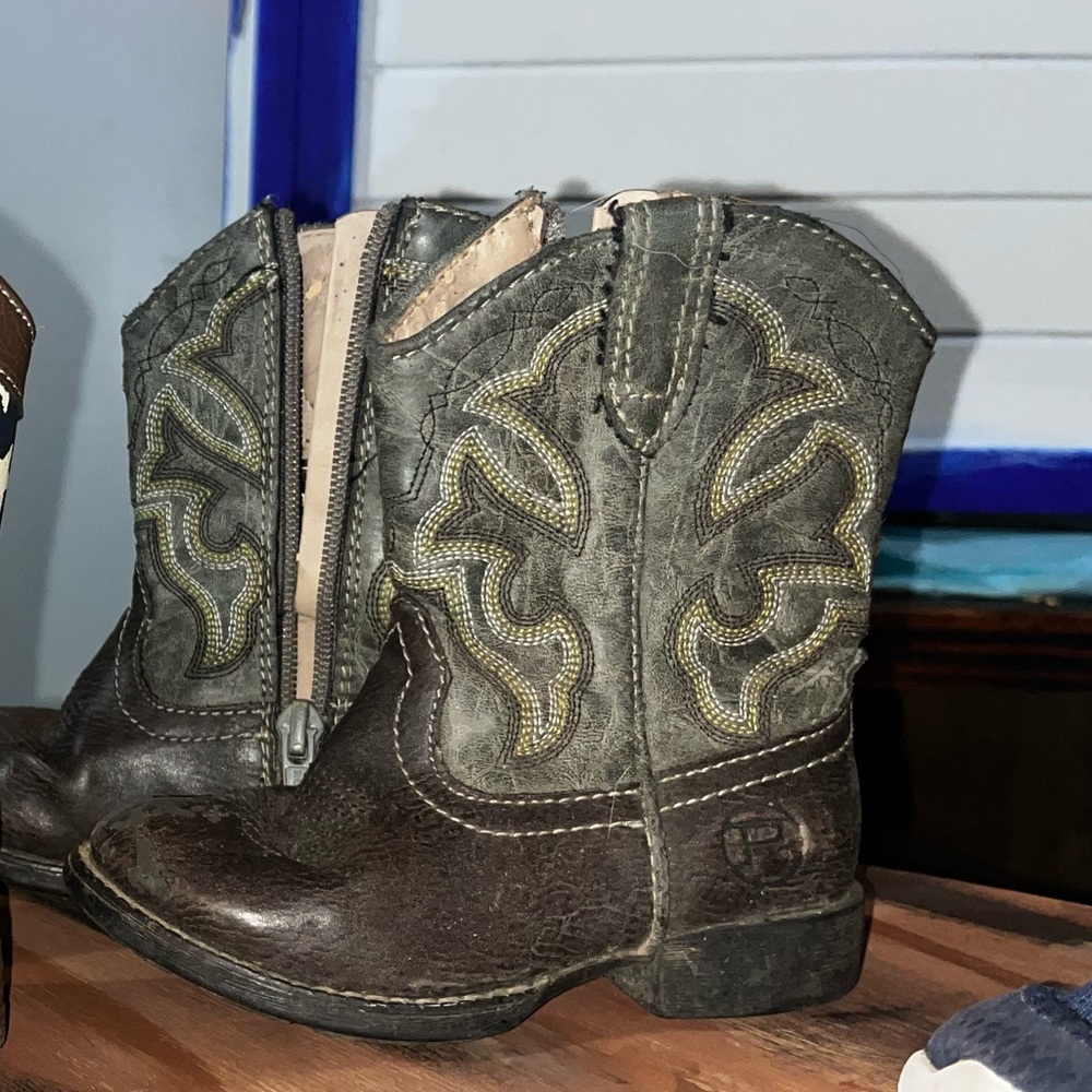 Roper Kids Boots in Brown and Green